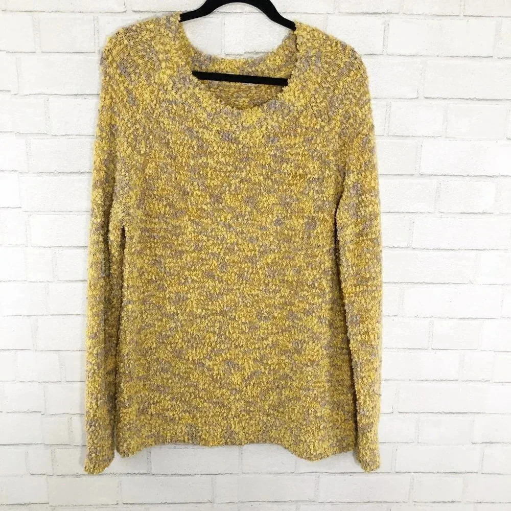 Soft Surroundings Yellow Popcorn Knit Sweater, L